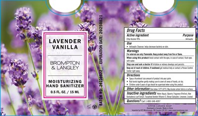 Image Description (Lavender Vanilla Brompton And Langley Hand Sanitizer 15 mL)